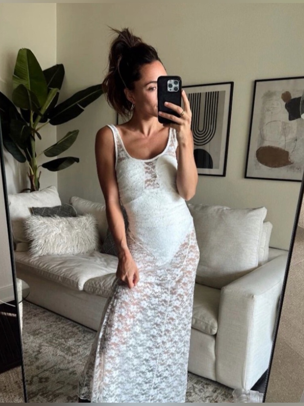12th Tribe Stanos Sheer Lace Maxi Dress